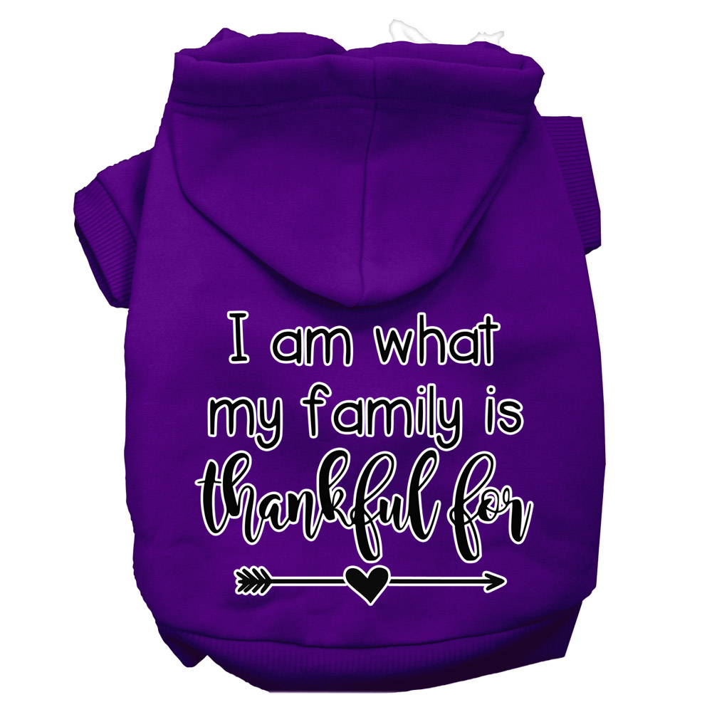 I Am What My Family is Thankful For Screen Print Dog Hoodie Purple XXL